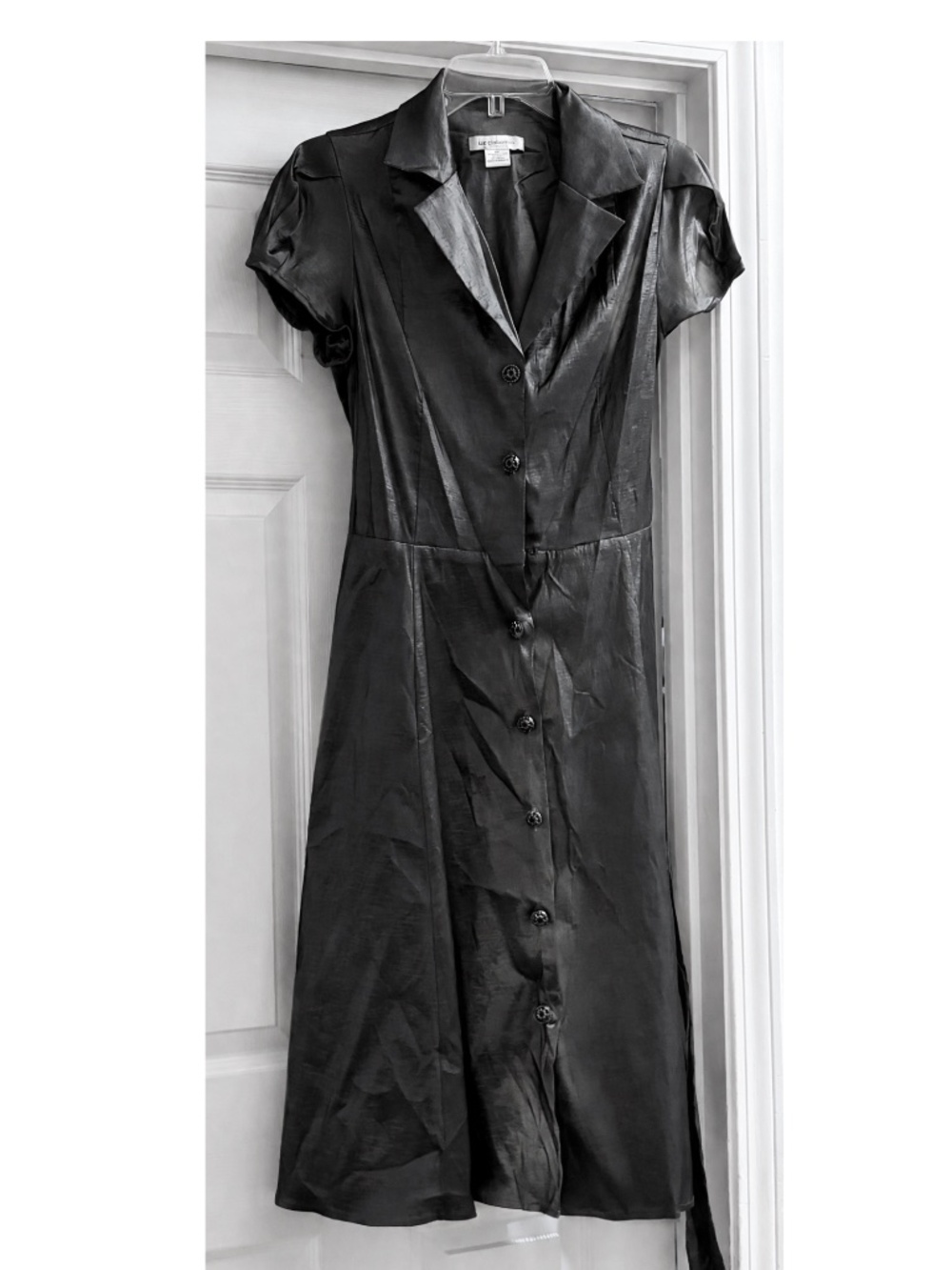 Calvin Klein Shiny Charcoal Gray & Silver Short-Sleeve Dress